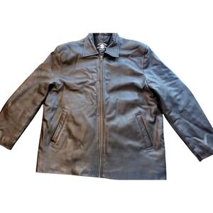 Echtes Leder Real Lamb Skin Leather Coat Jacket Black‎ measures XL #375C